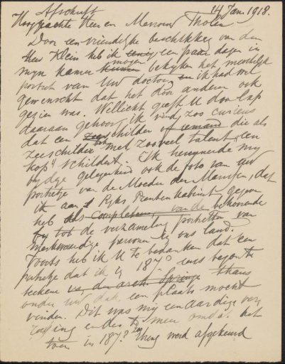Letter to Willem Bastiaan Tholen and Jacoba Suzanna Tholen-Muller