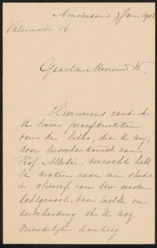 Letter to Anne Antoinette Weber-Van Bosse