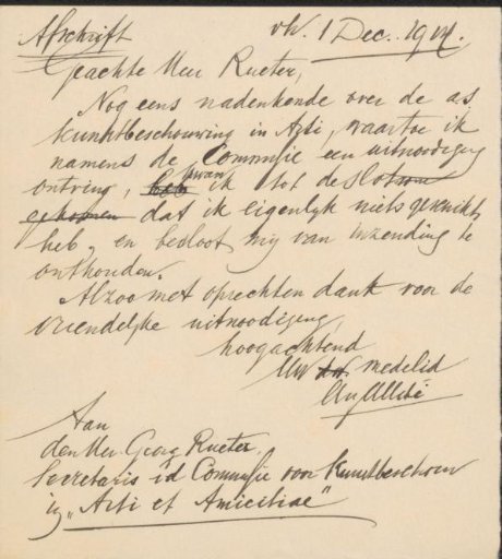 Letter to Georg Rueter