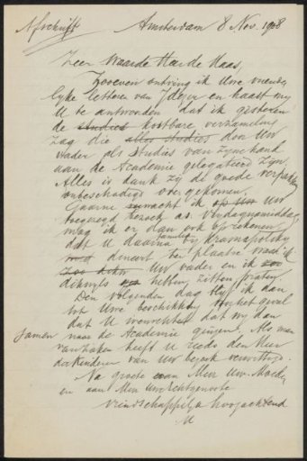 Letter to E. de Haas and draft letter to an anonymous recipient