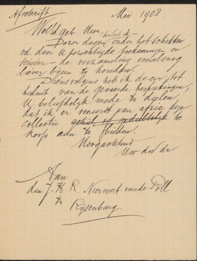 Letter to J.R.H. Neervoort van de Poll
