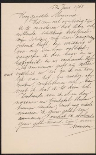 Letter to Anne Antoinette Weber-Van Bosse