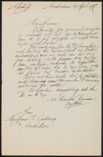 Letter to Mrs. H. Goedkoop