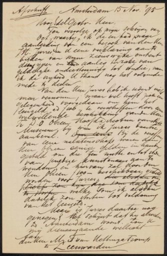 Letter to Mr. Van Hettinga Tromp