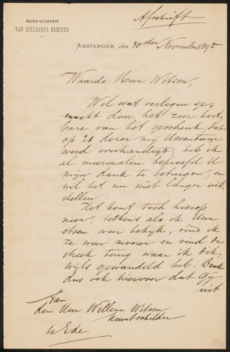 Letter to Willem Witsen