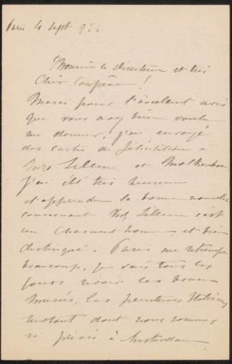 Letter to August Allebé
