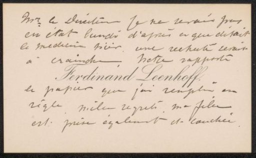 Visiting card to August Allebé