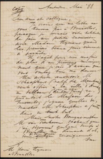Letter to Henri Hymans