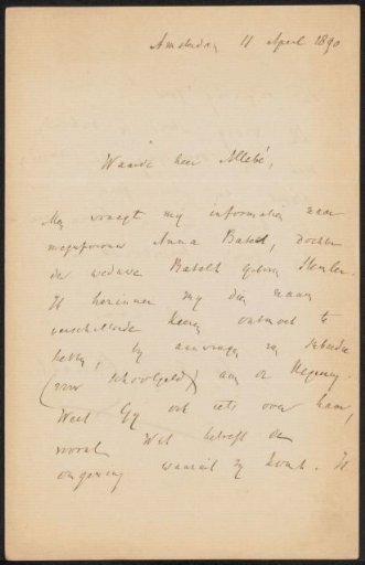 Letter to August Allebé