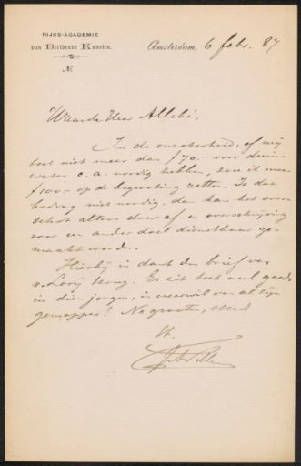Letter to August Allebé