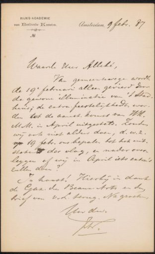 Letter to August Allebé