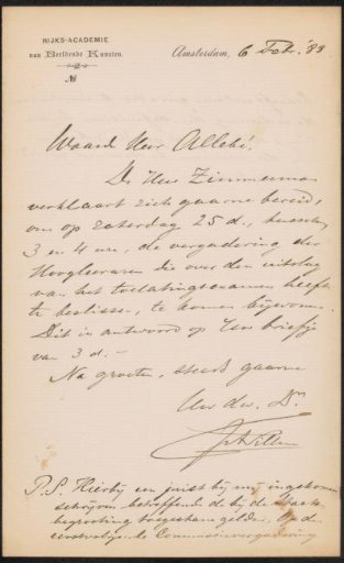 Letter to August Allebé