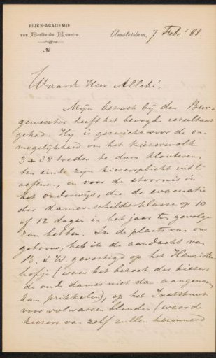 Letter to August Allebé
