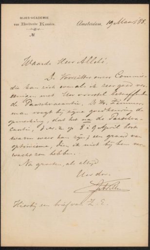 Letter to August Allebé