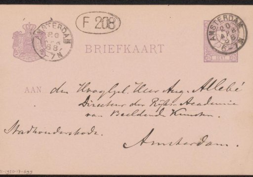 Postcard to August Allebé