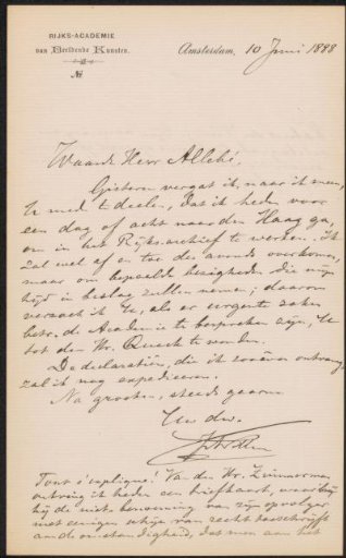 Letter to August Allebé