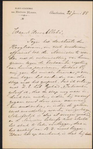 Letter to August Allebé