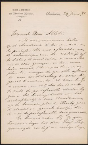 Letter to August Allebé