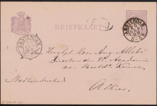 Postcard to August Allebé