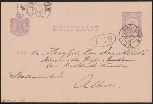Postcard to August Allebé