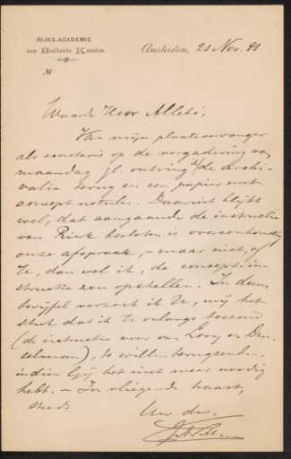 Letter to August Allebé