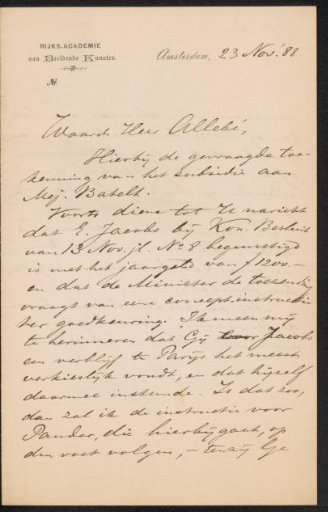 Letter to August Allebé