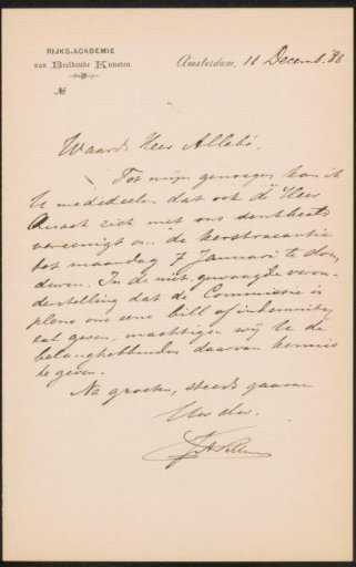 Letter to August Allebé