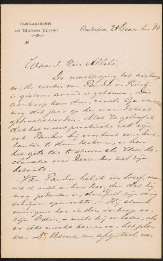 Letter to August Allebé