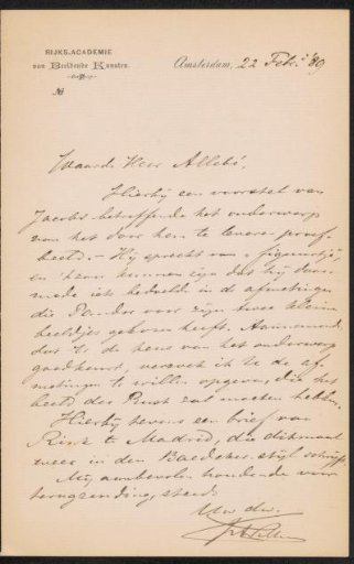 Letter to August Allebé