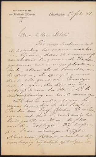 Letter to August Allebé