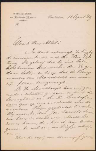 Letter to August Allebé