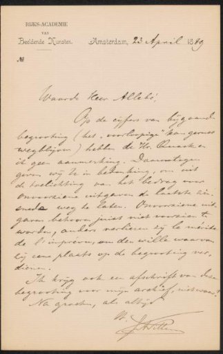 Letter to August Allebé
