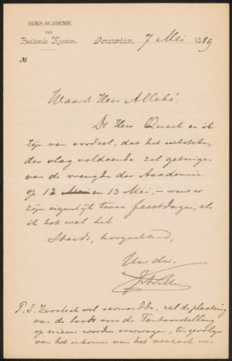 Letter to August Allebé