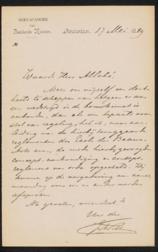 Letter to August Allebé