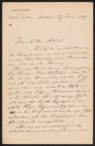 Letter to August Allebé