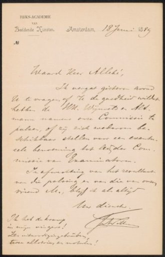 Letter to August Allebé