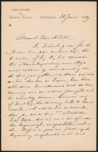 Letter to August Allebé