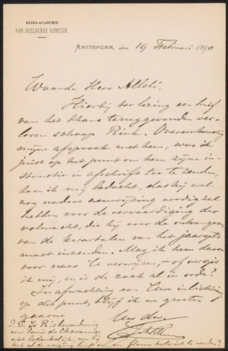 Letter to August Allebé