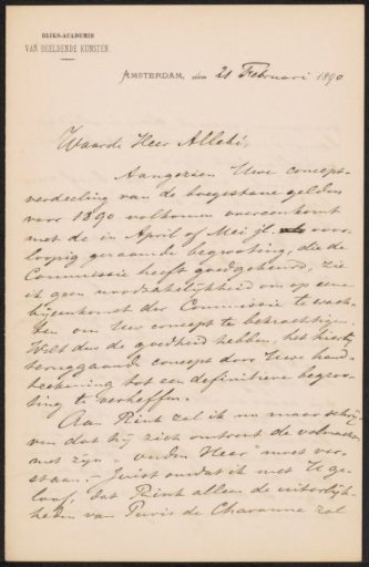 Letter to August Allebé
