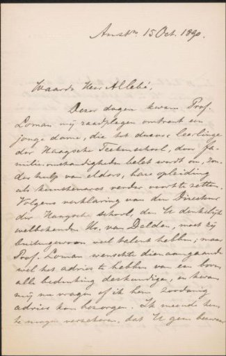 Letter to August Allebé