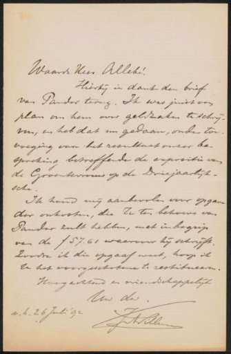 Letter to August Allebé