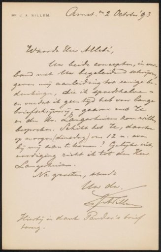 Letter to August Allebé