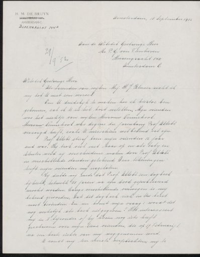 Letter to Pieter Gerbrand van Tienhoven