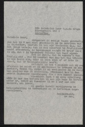 Letter to H.M. de Bruyn