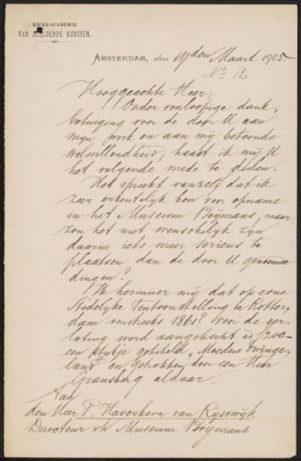 Letter to Pieter Haverkorn van Rijsewijk
