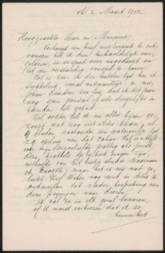 Letter to Max Wilhelm Carl Weber and Anne Antoinette Weber-Van Bosse