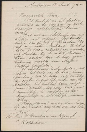 Letter to Pieter Haverkorn van Rijsewijk
