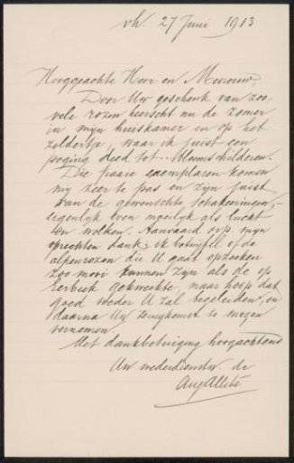 Letter to Max Wilhelm Carl Weber and Anne Antoinette Weber-Van Bosse