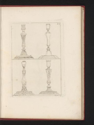 Four designs for candlesticks