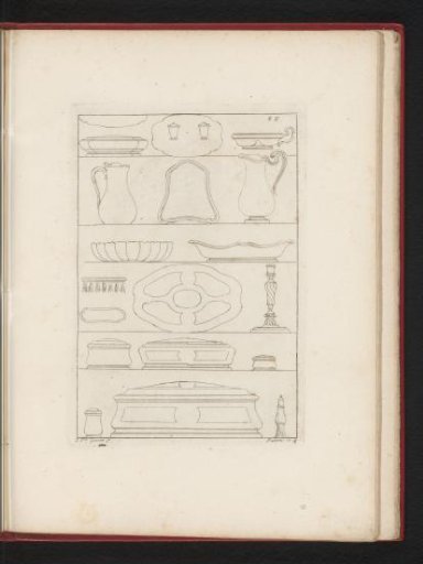 Contours of the parts of a dressing table set and accessories